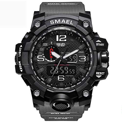 Smael Reloj Militar para Hombre Reloj De Pulsera Impermeable De 50 M Reloj De Cuarzo LED Reloj Deportivo Reloj Deportivo para Hombre (Gray)
