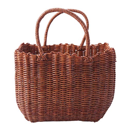 S/V Cesta de pícnic, cesta tejida para la compra, multiusos, cesta de almacenamiento para prados, picnics, camping, compras