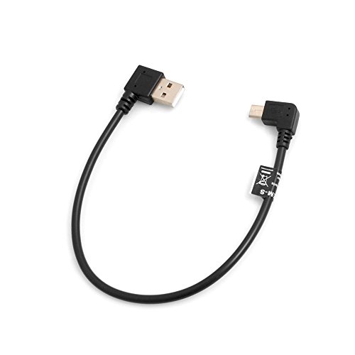 SYSTEM-S – Cable Micro USB 90 ° Grados de ángulo de Izquierda acodado Macho a USB 2.0 Tipo A (Male) 90 ° hacia la Izquierda, Cable de Datos Cable de Carga Aprox. 27 cm