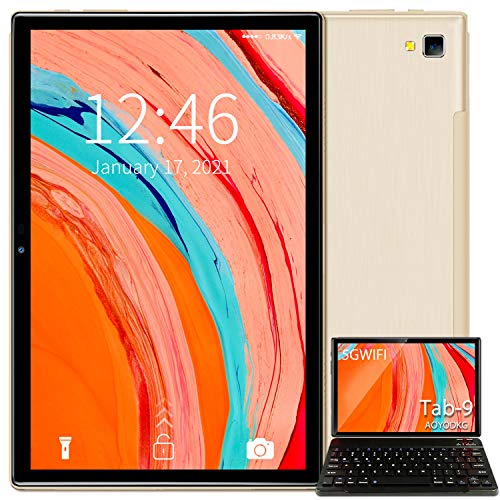 Tablet 10 Pulgadas Android 10.0 Tableta Ultra-Portátiles - RAM 4GB | 64GB Expandible (Certificación Google gsm) -AOYODKG - Batería de 8000mAh - WiFi —Ratón | Teclado y Otros - Dorado