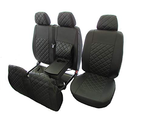 Texmar Funda de asiento de piel para asiento delantero diseñada para adaptarse a IVECO DAILY después de 2015 a la izquierda, color negro y negro