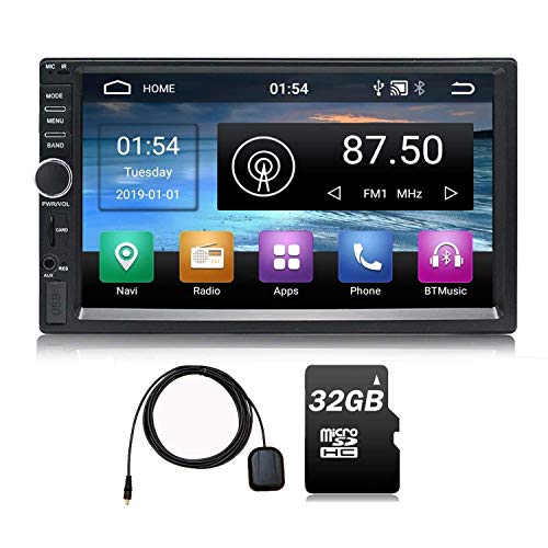 Trucker Autoradio Android 9.0 2 DIN 64GB Memoria 7 Pulgadas Pantalla táctil Navegación GPS Am FM RDS Reproductor Multimedia Video Música Quad Core 2GB RAM 32 GB ROM 32 GB Tarjeta SD Wi-Fi BT, S1 Plus