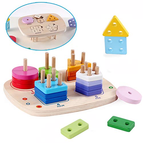 Vanplay Puzzle de Apilador Geométrico Juegos Educativos Montessori Building Blocks Juguetes para Niños