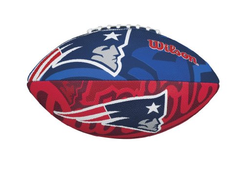 Wilson WTF1534XBNE Pelota de fútbol Americano NFL JR Team New England Patriots Material Compuesto, para niños, Azul/Rojo, Junior