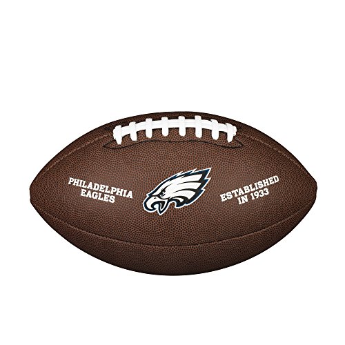 Wilson WTF1748XBPH Balón de Fútbol Americano, Nfl Team Logo - Eagles, Tamaño Oficial, Logo de Los Eagles de Filadelfia, Uso Recreativo o Coleccionismo, Pvc, Marrón