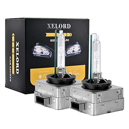 XELORD D3S Xenon Bombillas 35W 6000K Luz Blanco HID 12V Para Autos Lámparas Estandar De Xenon Originales (Paquete De 2)