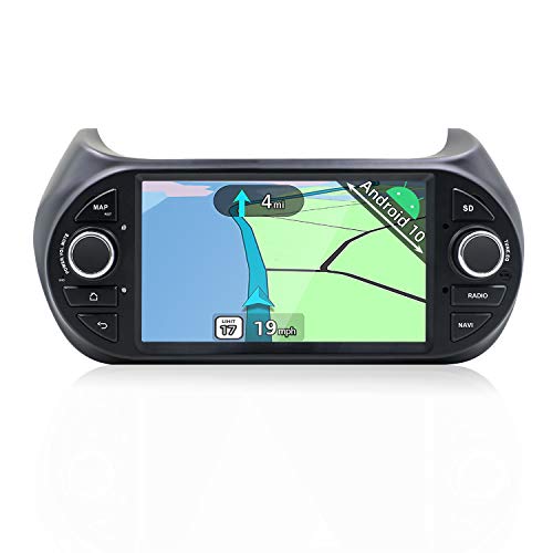 YUNTX Android 10 Autoradio Compatible con Fiat Fiorino/Qubo/Citroën Nemo/Peugeot Bipper - GPS 1 DIN - Cámara Trasera y micrófono Gratis - Soporte Dab+ /Mandos de Volante/ 4G/WiFi/Bluetooth/MirrorLink