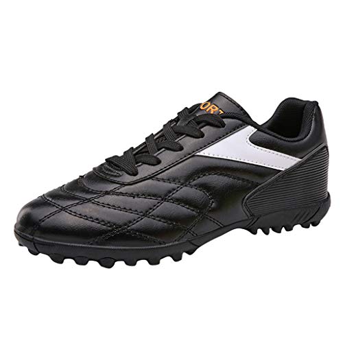 Zapatillas de Fútbol para Hombre Training PAOLIAN Botas de Fútbol Adolescentes Adultos Piel PU Zapatos de Deporte para Niños Sala con Tacos Spike Calzado de fútbol Mujer de Caucho (41 EU, Negro)