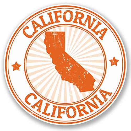2 etiquetas adhesivas de vinilo de California USA para bicicleta, portátil, coche, equipaje de viaje, mapa #4386 (10 cm x 10 cm)