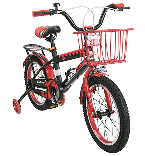 Airel Bicicletas Infantiles para Niños y Niñas | Bici con Ruedines y Cesta | Bicicletas 16 y 18 Pulgadas | Bicicletas niños 4-7 años | Color: Rojo-Rojo Pulgadas: 18