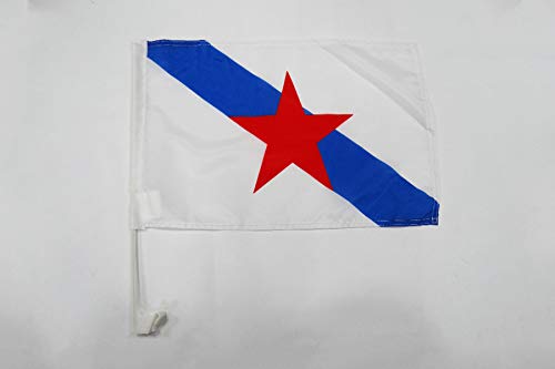 AZ FLAG Bandera de Coche de Galicia ESTRELEIRA 45x30cm - BANDERINA para Auto INDEPENDENTISTA GALLEGA - NACIONALISMO Gallego 30 x 45 cm