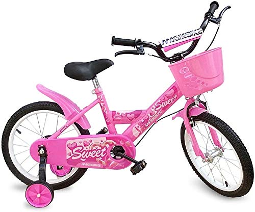 B062 Bicicleta Magic para niñas talla 16 con cesta y ruedines 5 a 7 años ROSA