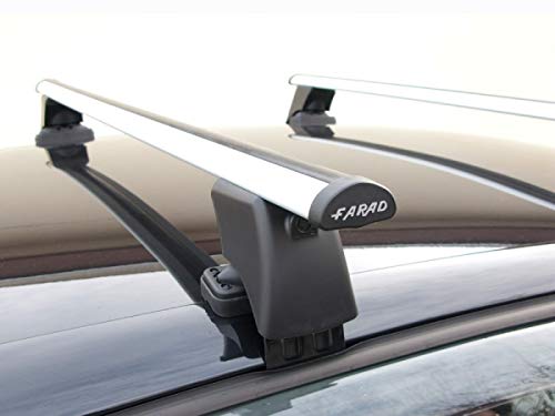 Barras portaequipajes Farad BS + Alu compatibles con Renault Clio 4 desde 2012 a 2019 (5 puertas), portaequipajes de aluminio para coches sin rieles en el techo.
