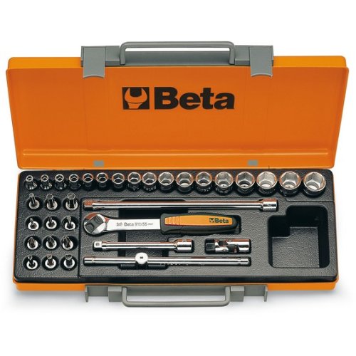 Beta 900/C29 - Juego de llaves de vaso (29 piezas, barras de extensión, mango en T y trinquete reversible)