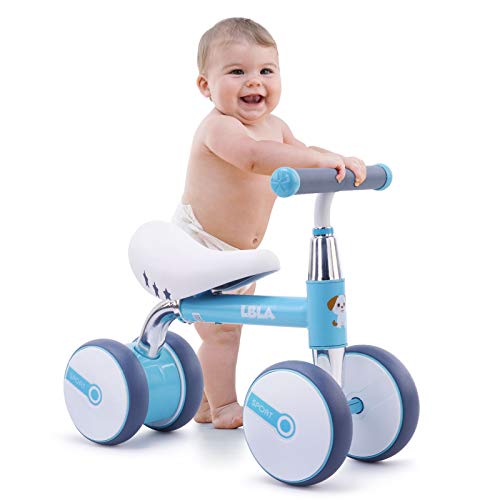 Bicicleta de Equilibrio para niños de 1 a 3 años, 4 Ruedas Bicicleta de Entrenamiento para bebés sin Pedal, Regalos de cumpleaños para niños y niñas (Azul)