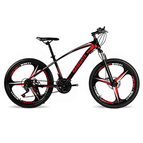 Bicicleta De Montaña De 26 Pulgadas 21 Velocidad Bicicleta De Cuadro De Acero De Alto Carbono Frenos De Doble Disco Bicicleta Rueda De Radios Y Rueda De Cuchillo Bicicleta-3 Cuchillo Negro Rojo