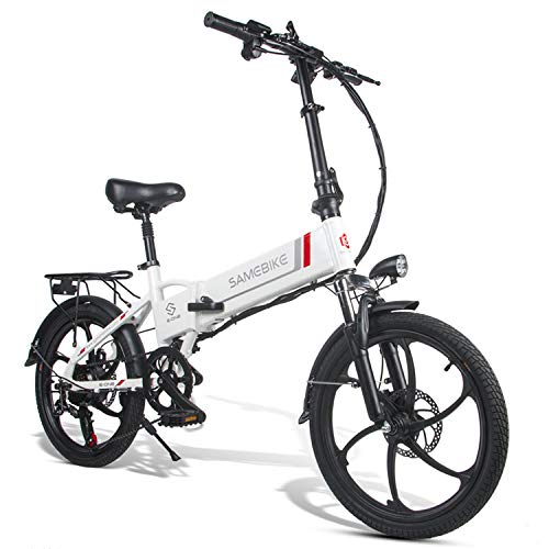 Bicicleta Eléctrica de Montaña Plegable 20 Pulgadas, Motor 350W Batería de Litio 48V 10.4AH Shimano 7 Velocidades Soporte y Carga USB para Teléfonos Móviles para Mujeres Hombres [EU Stock]