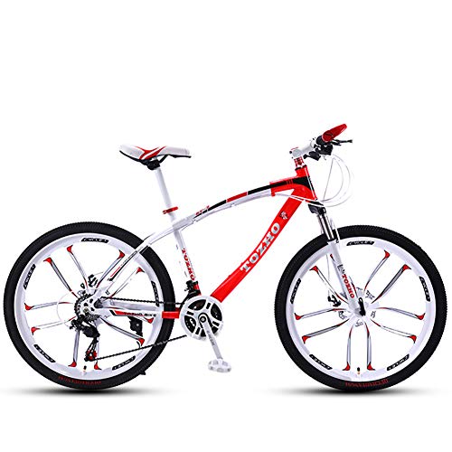 Bicicleta para NiñOs Bicicleta De MontañA, 24 Pulgadas, Bicicleta para Adultos, Bicicleta para NiñOs Y NiñAs Marco De Acero De Alto Carbono Velocidad Variable De AbsorcióN De Impactos(Red)