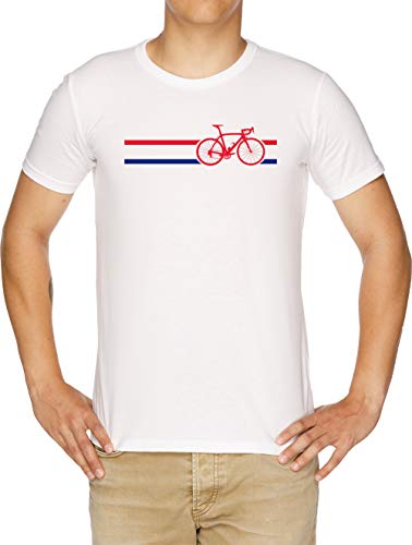 Bicicleta Rayas Británico Nacional La Carretera Carrera Camiseta Hombre Blanco