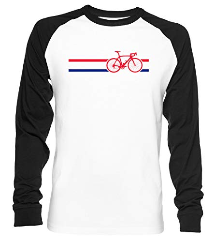 Bicicleta Rayas Británico Nacional La Carretera Carrera Unisex Camiseta De Béisbol Manga Larga Hombre Mujer Blanca Negra