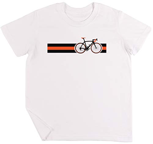 Bicicleta Rayas Equipo Cielo Niños Chicos Chicas Unisexo Camiseta Blanco
