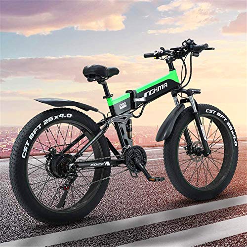 Bicicletas eléctricas para adultos Adulto eléctrica plegable de bicicletas, bicicletas de montaña de 26 pulgadas de nieve de la bici, batería de litio de 13Ah / 48V500W Motor, Faro 4.0 Fat Tire / LED