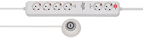 Brennenstuhl Eco-Line Comfort Switch Plus regleta enchufes con 6 tomas de corriente (cable de 1,5 m, interruptor de mano/pie) blanco