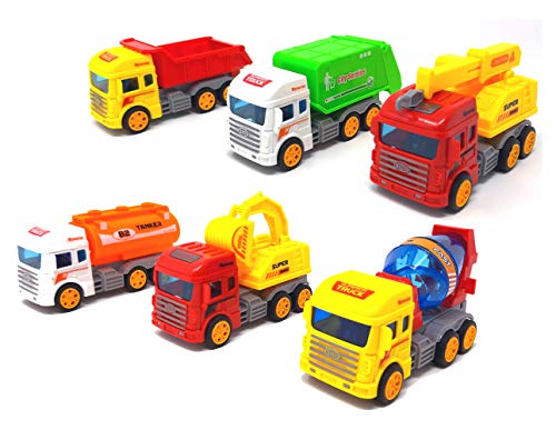 Brigamo Juego de 6 coches de juguete para camiones con motor de volante de inercia de 13 cm