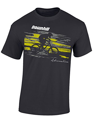 Camiseta de Bicileta: Downhill Adrenaline - Regalo para Ciclistas - Bici - BTT - MTB - BMX - Mountain-Bike - Regalos Deporte - Camisetas Divertida-s - Ciclista - Retro - Fixie Shirt (L)