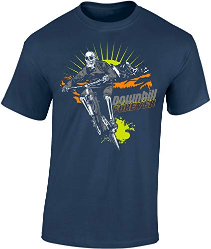 Camiseta de Bicileta: Downhill Forever - Regalo para Ciclistas - Bici - BTT - MTB - BMX - Mountain-Bike - Regalos Deporte - Camisetas Divertida-s - Ciclista - Retro - Fixie-Bike Shirt (M)