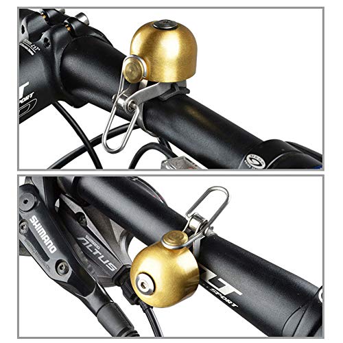 Campana de bicicleta retro clásica de cobre dorado, timbre para bicicleta portátil plegable ligera multifuncional luminosa compacto duradero fuerte alarma sonoraaccesorio para el ciclismo