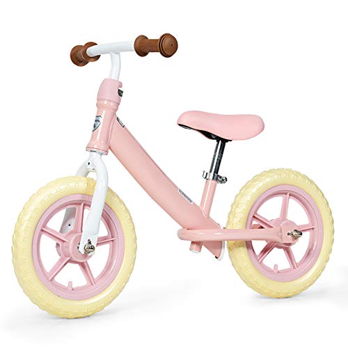 COSTWAY Bicicleta de Equilibrio para niños con Sillín Altura Ajustable Bicicleta Sin Pedal Balance de Bicicleta para Niños para 3-5 Años (Rosa Claro)
