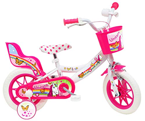 Denver 12" Unicorn - Bicicleta para niño, Color Blanco y Rosa