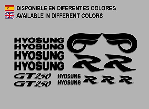 Ecoshirt, QL-MQX1-L8WB, Pegatinas Hyosung GT 250 F213 Stickers Aufkleber Decals Adesivi Bike Moto GP, Negro