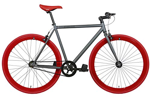 FabricBike- Bicicleta Fixie, piñon Fijo, Single Speed, Cuadro Hi-Ten Acero, 10Kg (L-58cm, Graphite & Red)