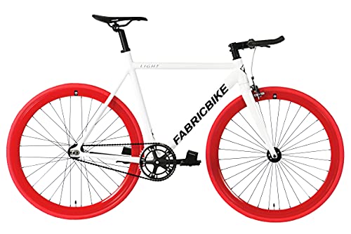 FabricBike Light - Bicicleta Fixed, Fixie, Single Speed, Cuadro y Horquilla Aluminio, Ruedas 28", 4 Colores, 3 Tallas, 9.45 kg Aprox. (Light White & Red, M-54cm)
