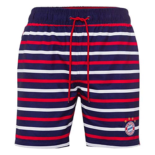 FC Bayern München - Bañador de rayas para niños/adultos/niños, color rojo, azul marino y blanco azul marino XL