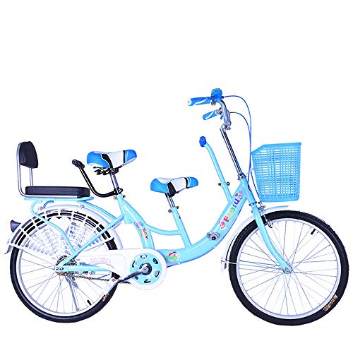 FLYFO Bicicletas Tándem para Padres E Hijos, Bicicletas para Madres E Hijos De 22 Pulgadas, Bicicletas para Hombres Y Mujeres para Madres Y Bebés, Bicicletas,Azul