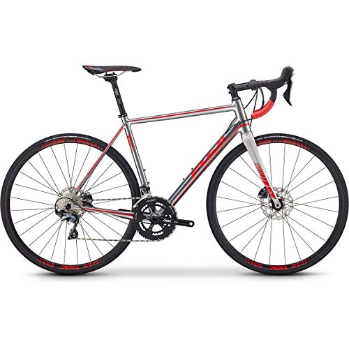 Fuji Roubaix 1.3 Disc Road Bike 2019 - Bicicleta de carretera (49 cm, 700 c), color plateado y rojo
