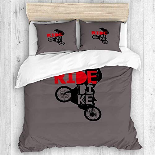 Funda nórdica, Cool BMX Design Ride Bike Bicycle para hombres y ni?os - BMX Gift - Juego de funda nórdica para regalo de bicicleta, cierre de cremallera y lazos de esquina, funda de edredón para dormi