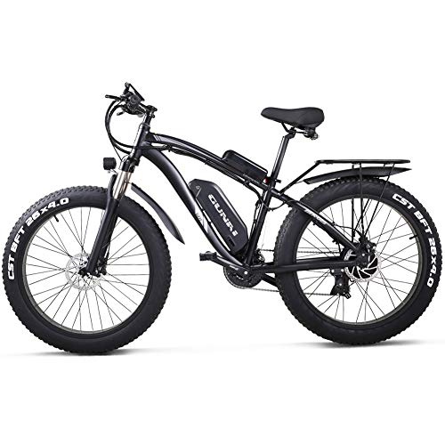 GUNAI Bicicleta eléctrica 1000W 26 Pulgadas Beach Cruiser Fat Bike con Batería de Litio de 48V 17AH (Negro)