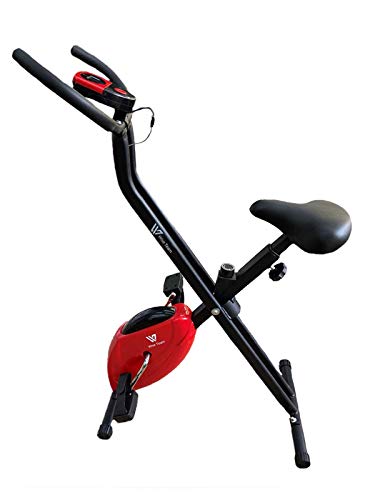 HANKING PLANET Bicicleta estática Plegable, Bicicleta estática Fitness con Niveles de Resistencia, Pantalla info. Velocidad, Distancia, calorias. (Roja)
