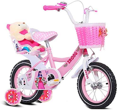 HCMNME Bicicleta Duradera, Bicicletas de los niños de 6-9 años de Edad, niñas de Bicicletas de 18 Pulgadas de Bicicletas niños Alto Contenido de Carbono de Acero del Carro de bebé, Azul /