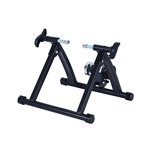 HOMCOM Rodillo de Entrenamiento Magnético para Bicicleta Cicloentrenador Plegable 54,5x47,2x39,1cm Negro