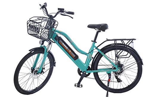 Hyuhome 2020 Actualización 26 pulgadas Potente bicicleta eléctrica para mujeres bicicleta de montaña 350 W Motor 36V/10AH Batería de litio extraíble Ebike (verde)
