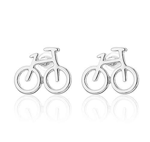 iszie Pendientes de plata de ley para mujer, diseño de bicicleta