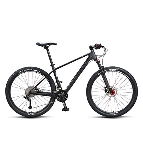 JKCKHA Bicicleta De Montaña De Fibra De Carbono, Cuadro Integrado De Fibra De Carbono, MTB 27.5"Bicicleta De Montaña De Cola Dura Completa 33 Velocidades con Conjunto De Grupo A5011,Negro