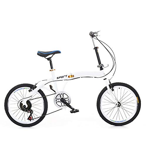 Kaibrite Bicicletas plegables de 20 pulgadas, bicicleta ligera, sistema de 7 velocidades, doble V de freno para adultos, para hombres, mujeres, estudiantes y viajeros urbanos, color blanco