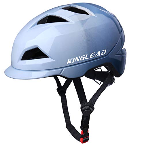 KINGLEAD Casco de Bicicleta con luz LED Recargable Unisex Protegido para Ciclismo Carreras Monopatín Seguridad al Aire Libre Superligero Ajustable con Certificado CE