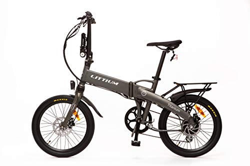 Littium Bicicleta eléctrica Ibiza Titanium 14A, Adultos Unisex, Titanio, Plegable